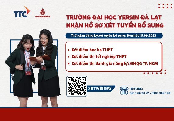 Yersin Uni thông báo xét tuyển bổ sung năm 2023