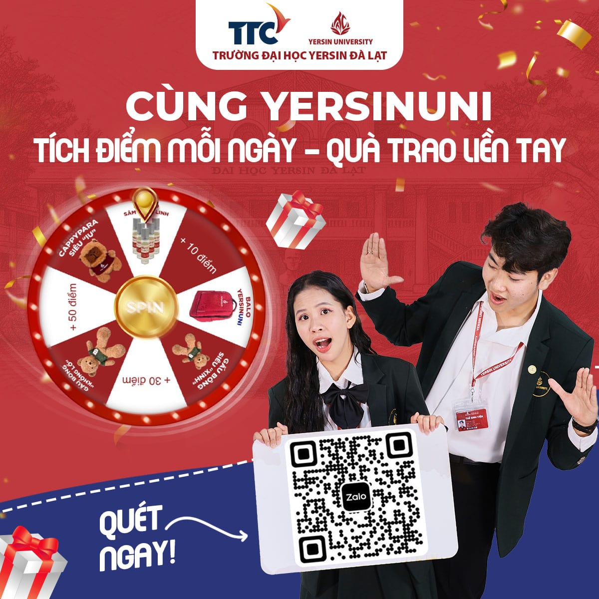 Cùng YersinUni tích điểm mỗi ngày, trao quà liền tay!