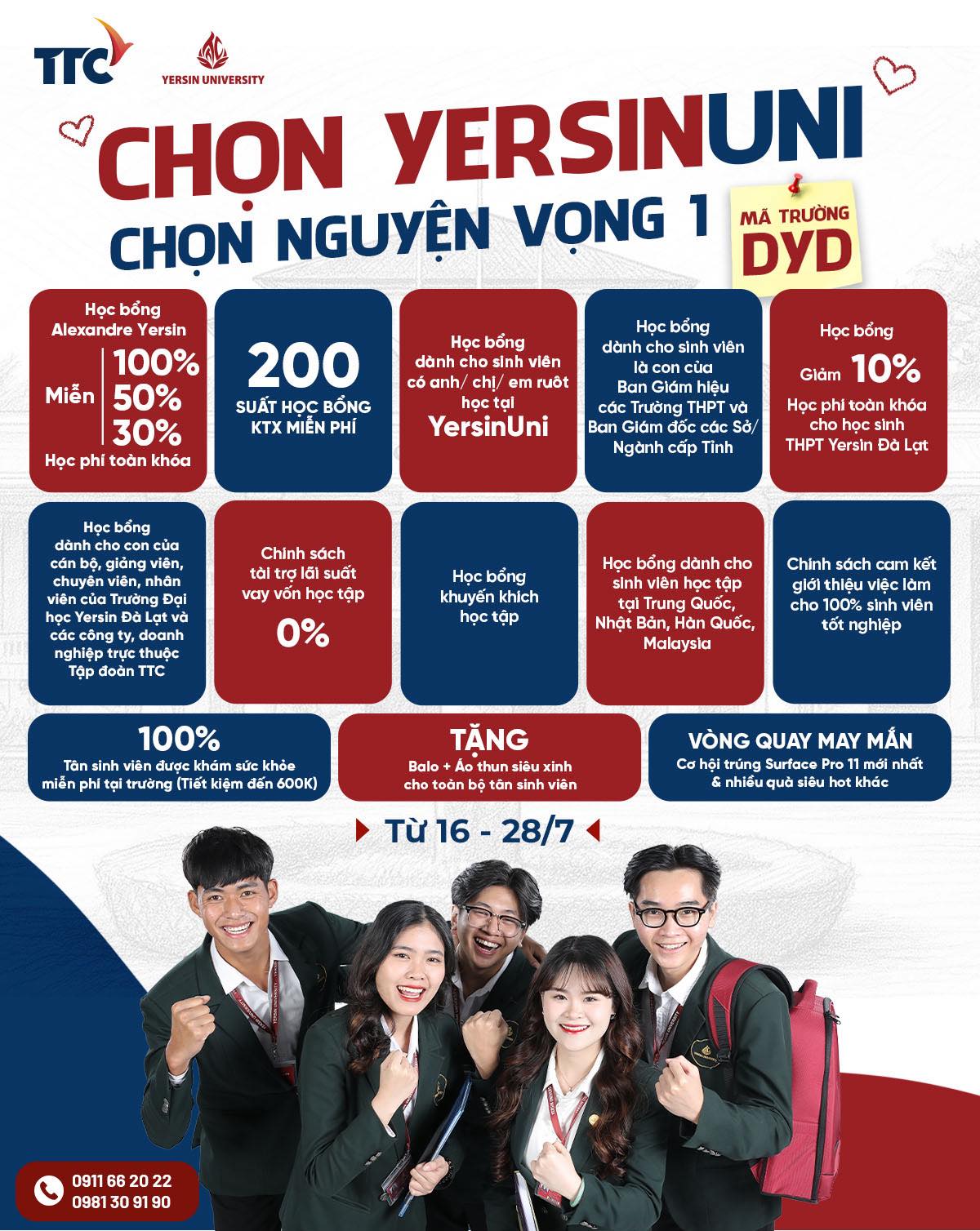 Chọn YersinUni – Chọn nguyện vọng 1 để nhận ngay học bổng “khủng”