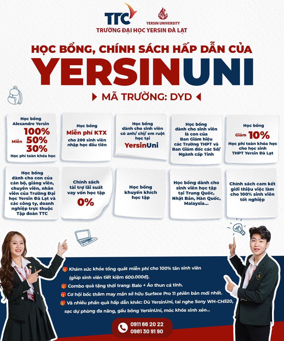 Học bổng, chính sách hấp dẫn của YersinUni