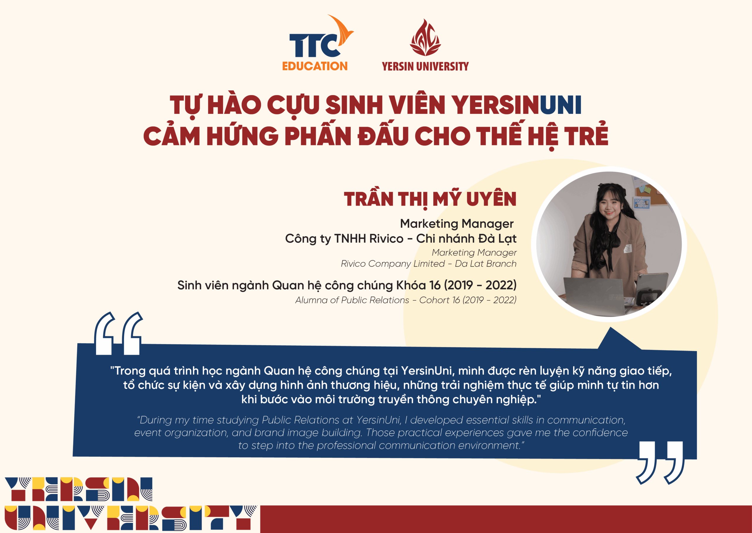 Trần Thị Mỹ Uyên – Thủ khoa ngành Quan hệ công chúng Khóa 16 (2019 – 2022)