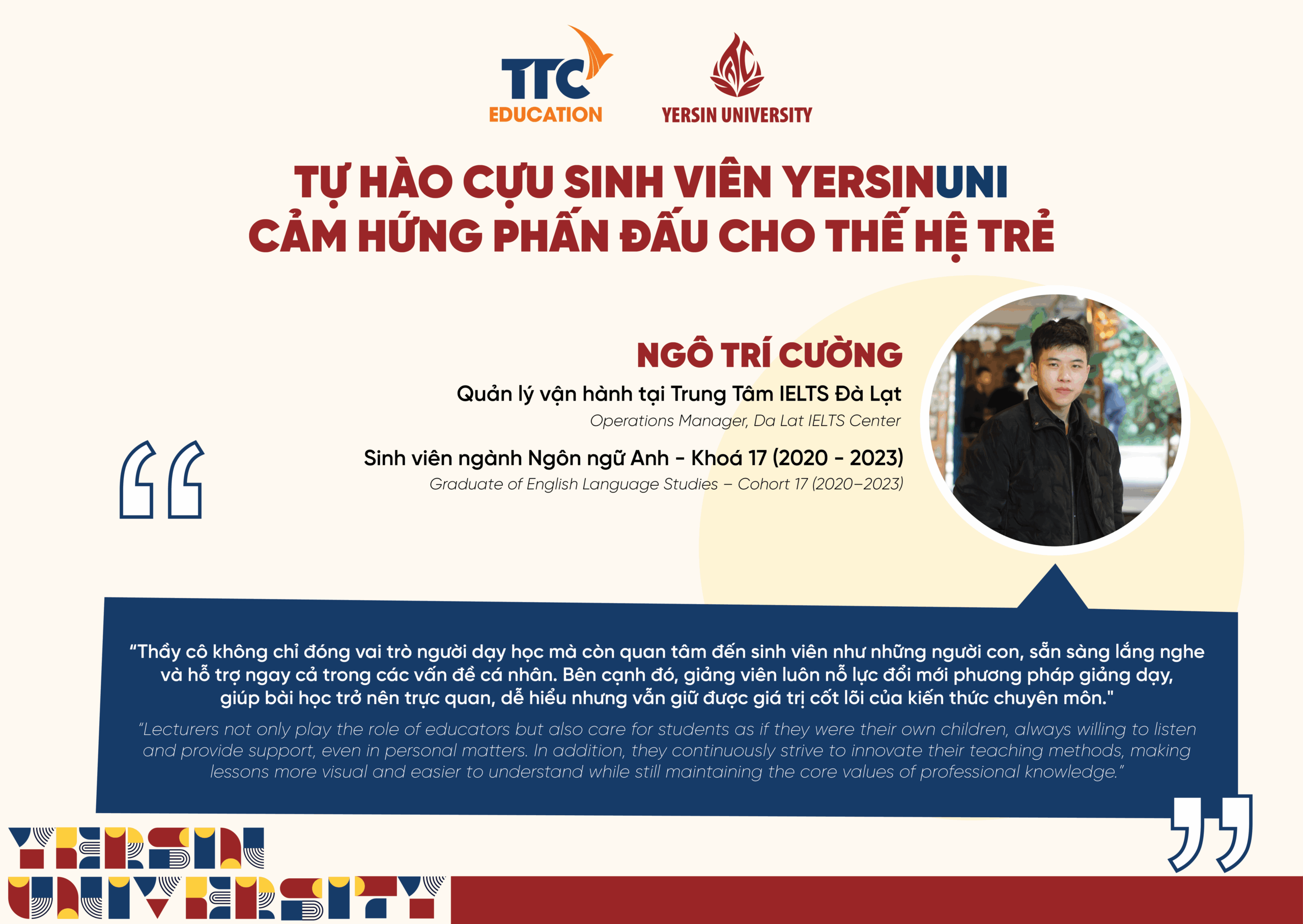 Ngô Trí Cường – Cựu sinh viên ngành Ngôn ngữ Anh Khóa 17 (2020 – 2023)