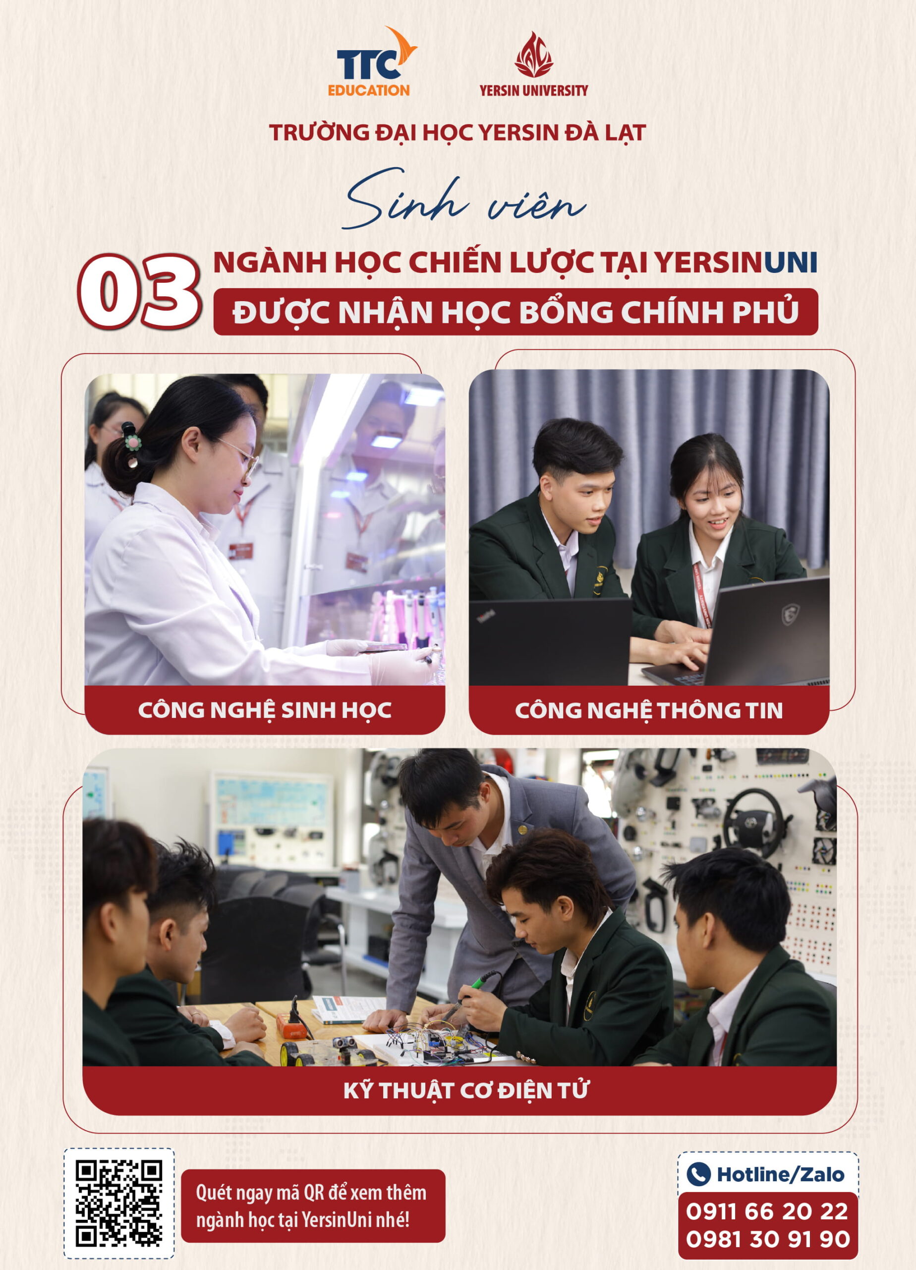 Sinh viên 03 ngành học chiến lược tại YersinUni được nhận học bổng chính phủ