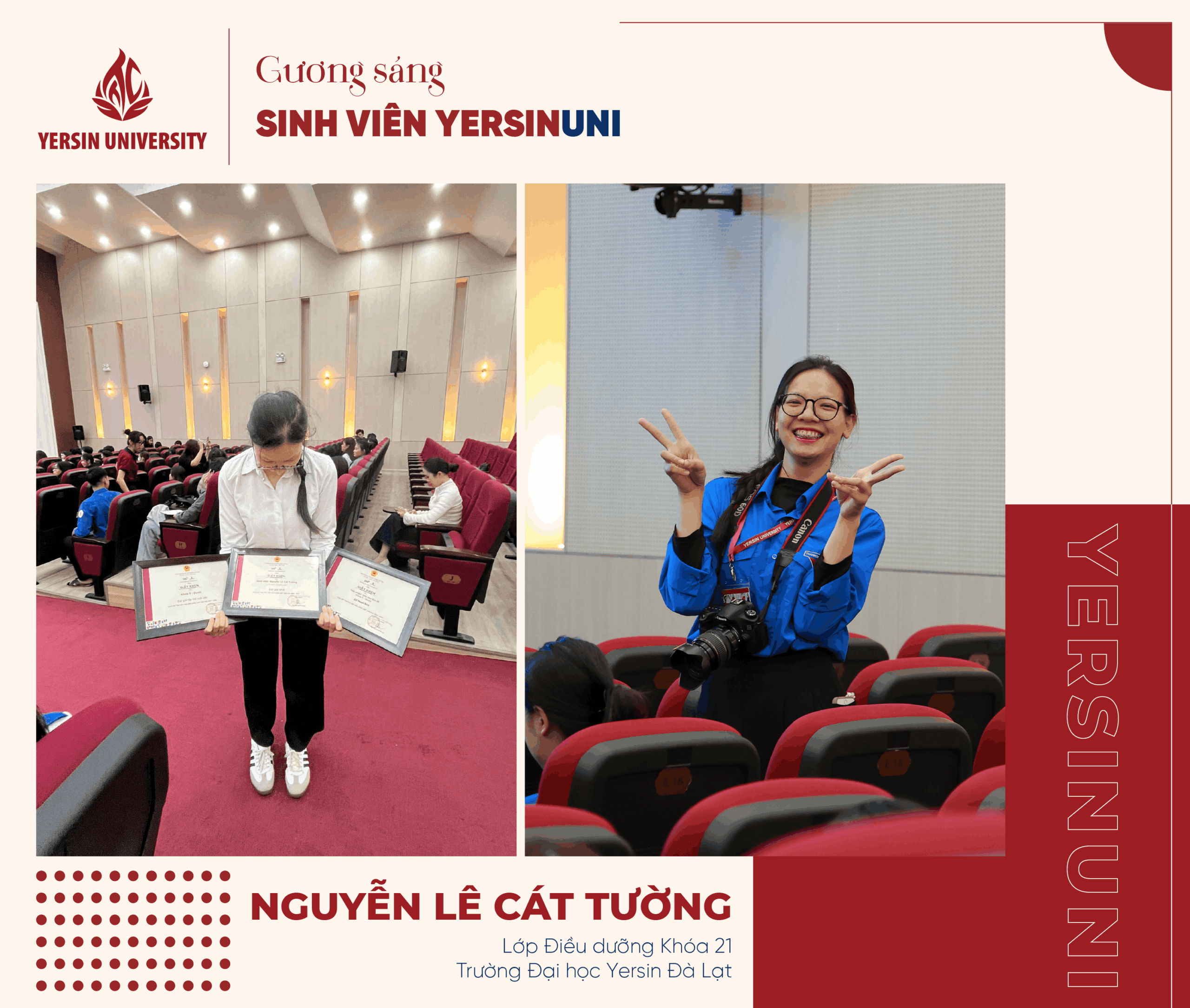 Yersiner Nguyễn Lê Cát Tường – “Sinh viên 5 tốt” cấp Tỉnh tiêu biểu trong hoạt động Đoàn – Hội