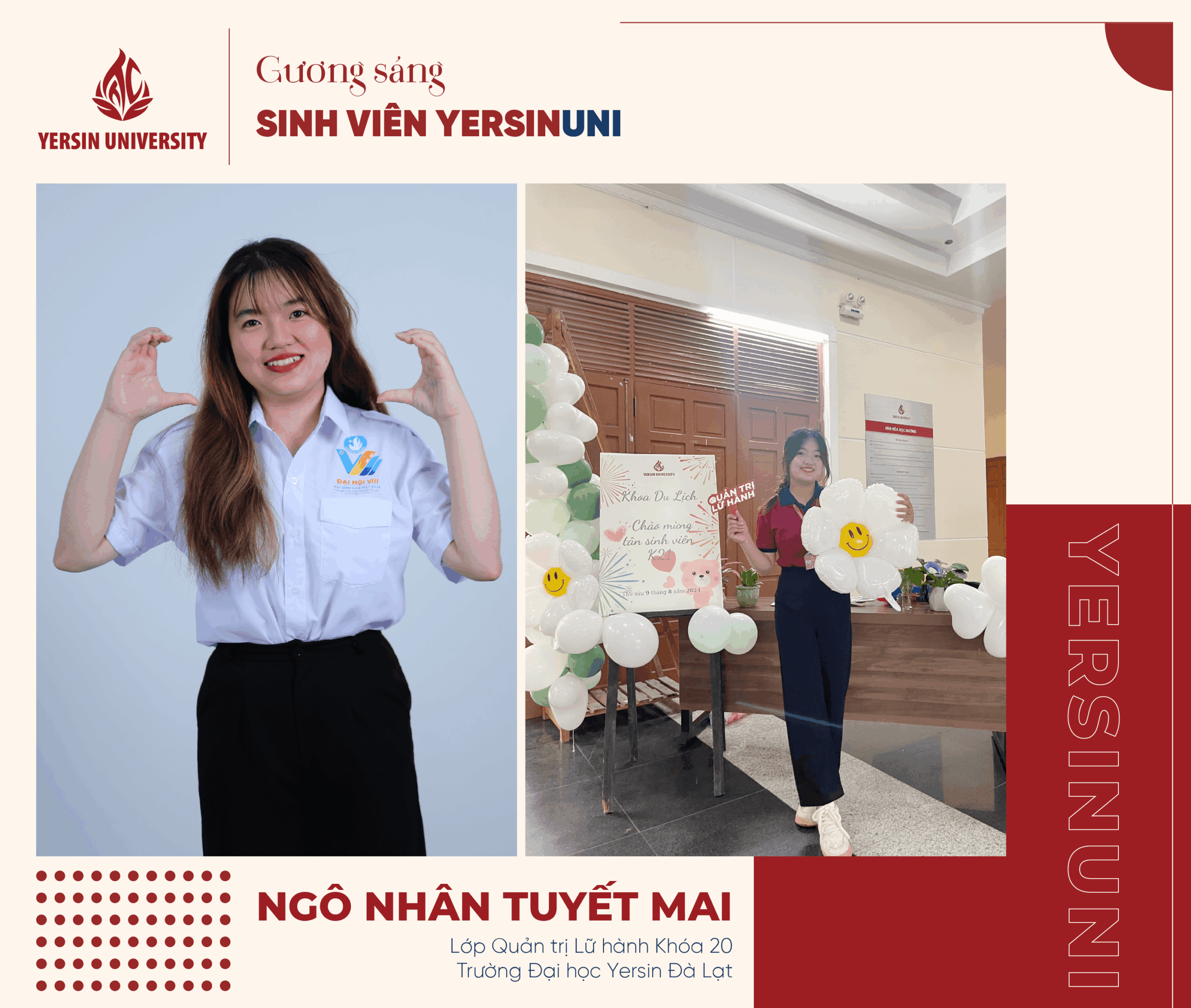 Ngô Nhân Tuyết Mai – Cán bộ Đoàn – Hội YersinUni tiêu biểu, nhiệt huyết