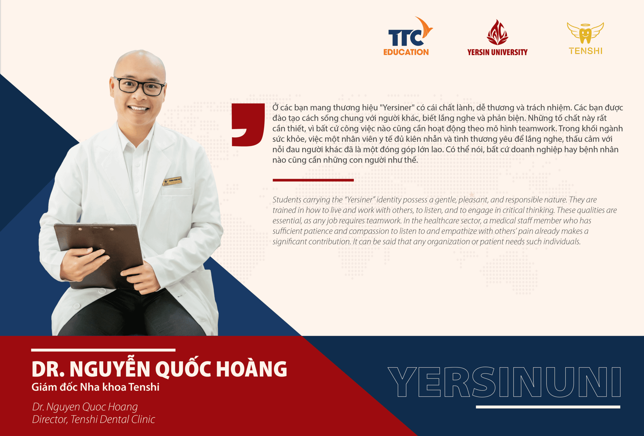 Dr. Nguyễn Quốc Hoàng – Giám đốc Nha khoa Tenshi chia sẻ về YersinUni