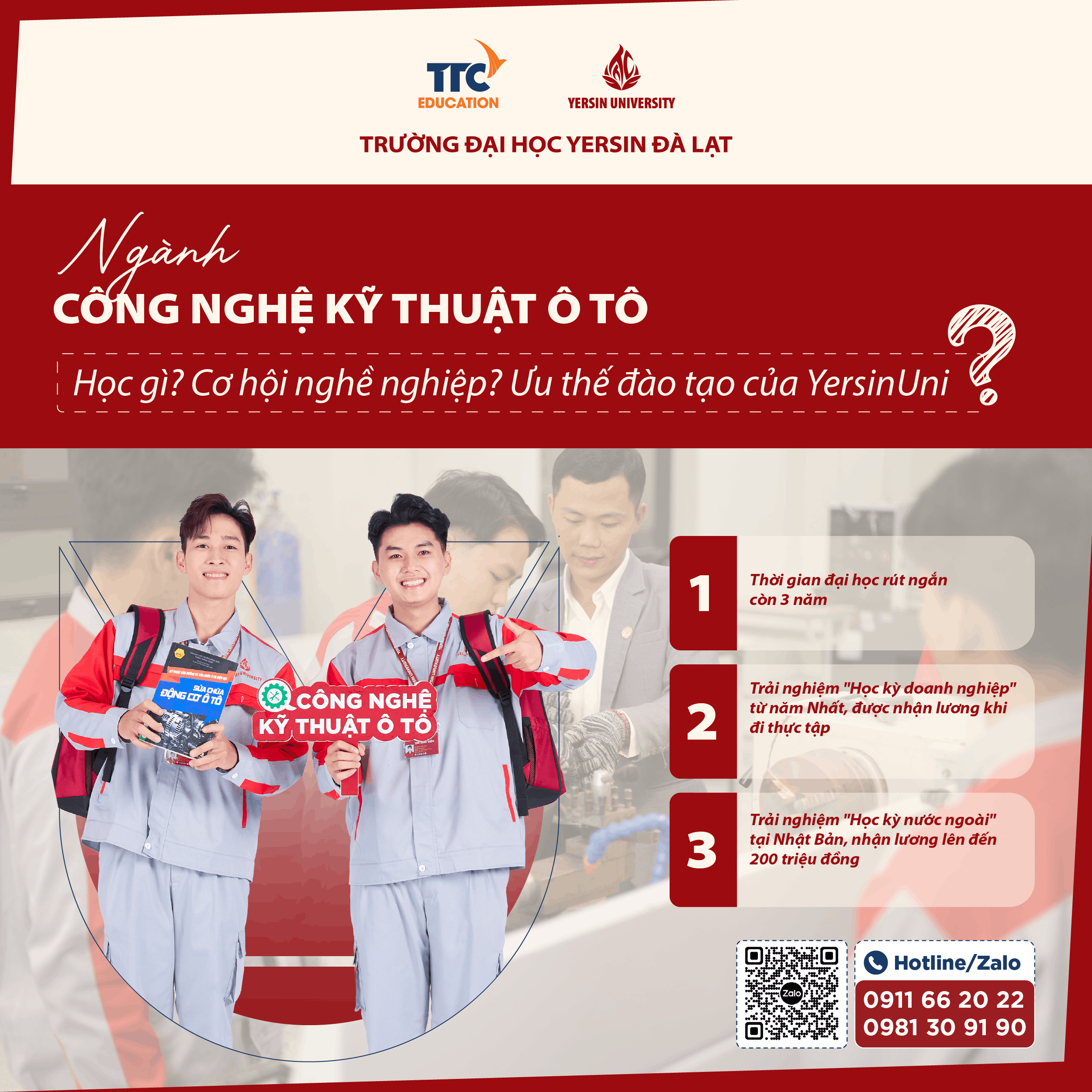 Ngành Công nghệ kỹ thuật ô tô học gì? Cơ hội nghề nghiệp? Ưu thế đào tạo của YersinUni?