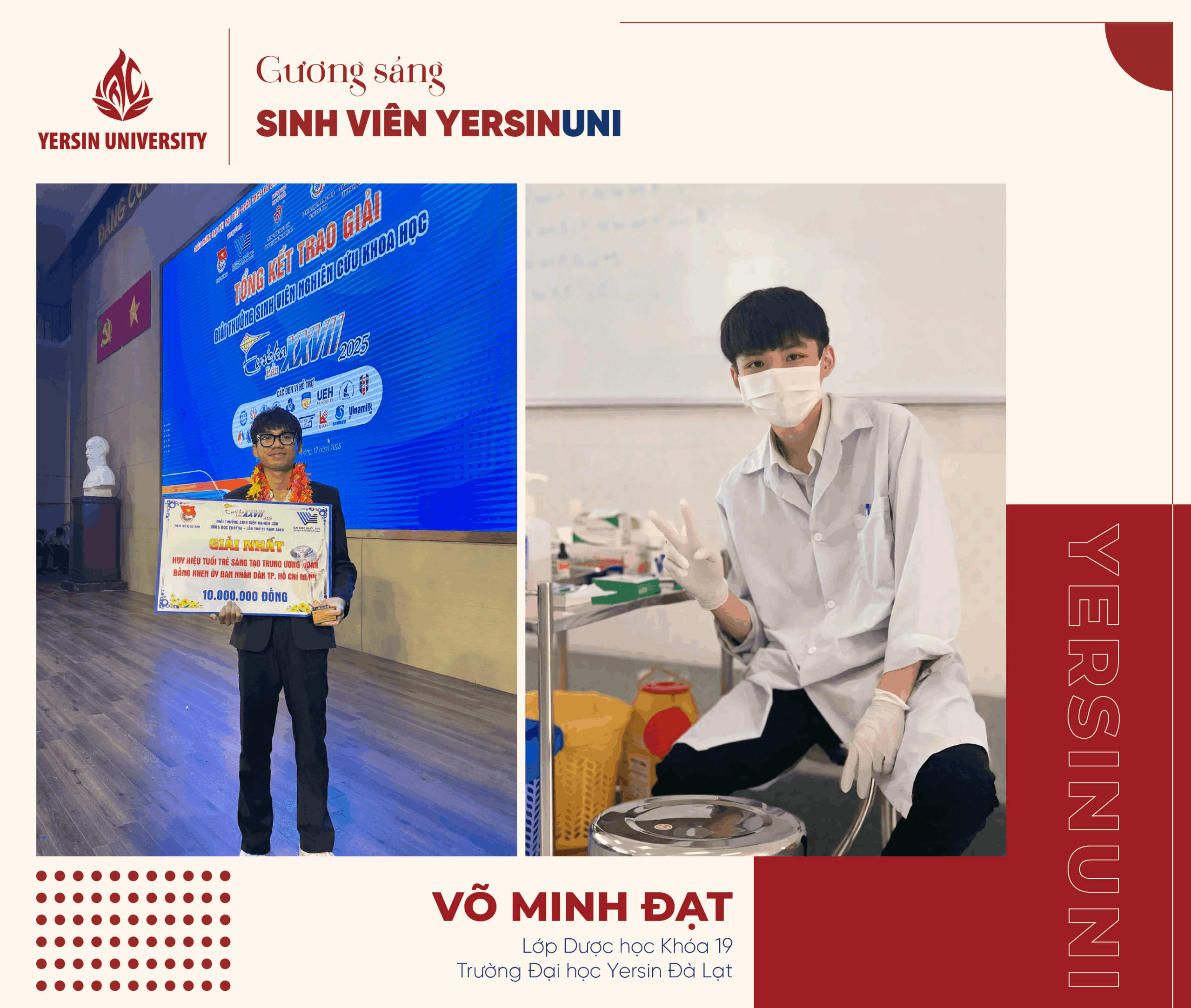 Võ Minh Đạt – Chàng sinh viên Dược học YersinUni đam mê nghiên cứu khoa học