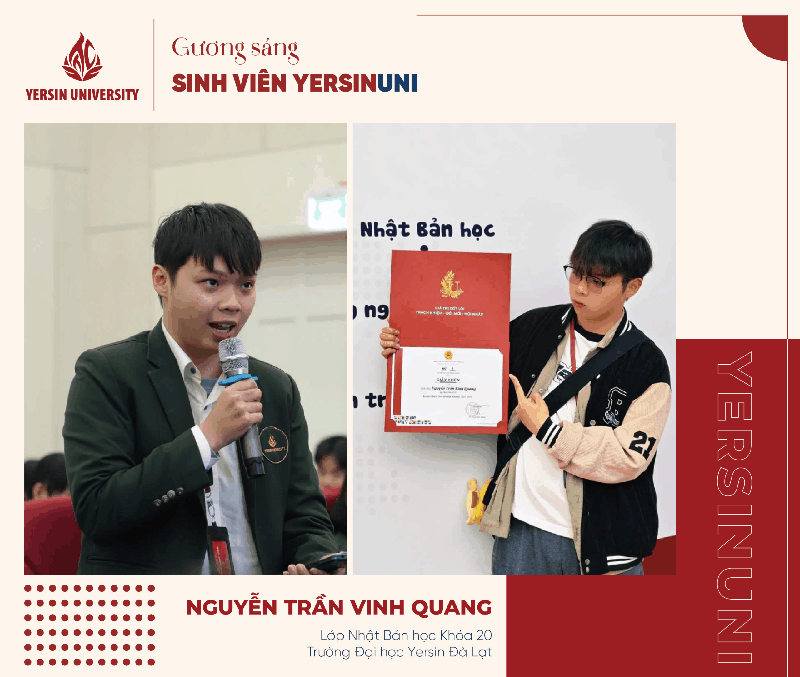 Nguyễn Trần Vinh Quang – “Sinh viên 5 tốt” tự tin, chủ động hội nhập