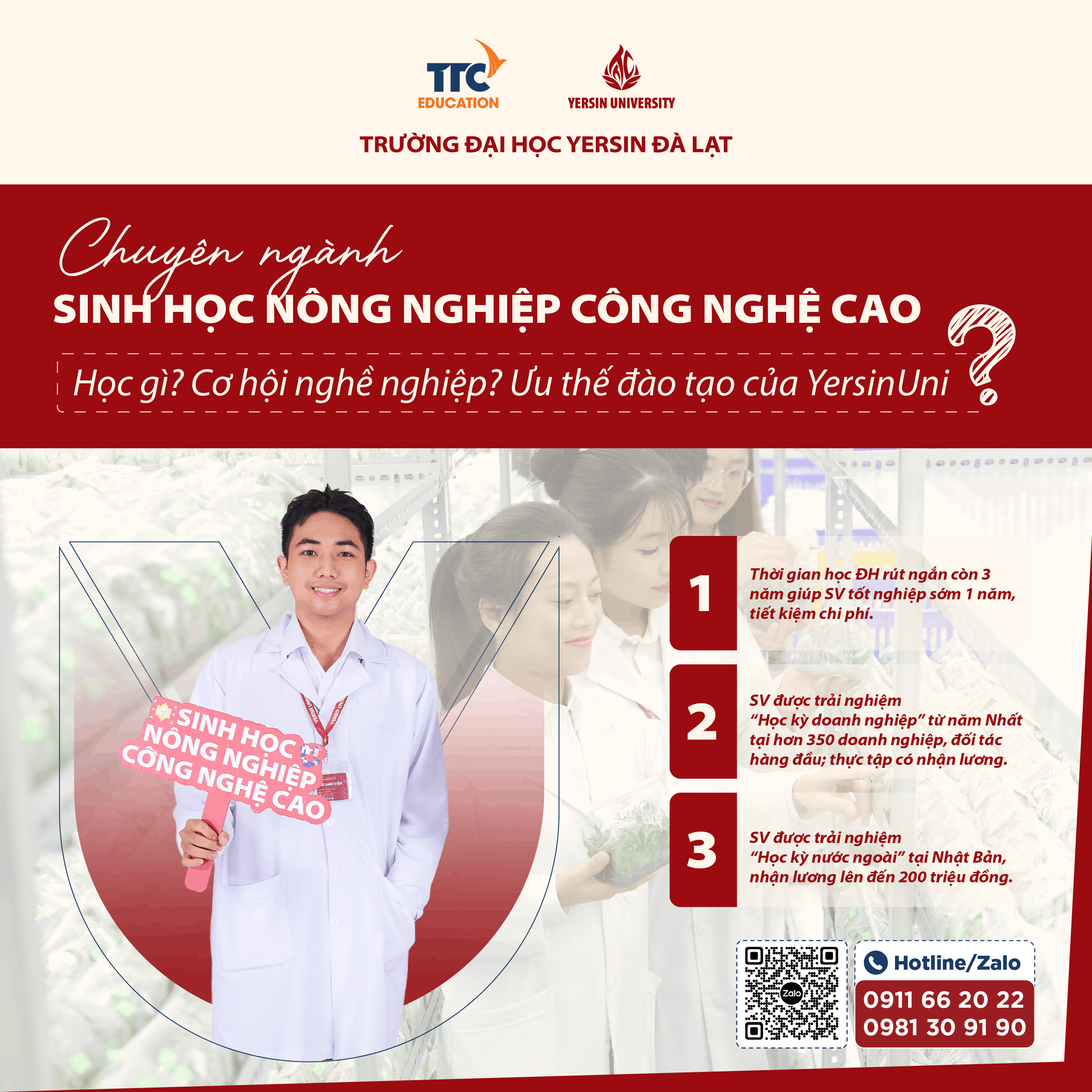 Sinh học NN CNC học gì? Cơ hội nghề nghiệp? Ưu thế đào tạo của YersinUni?