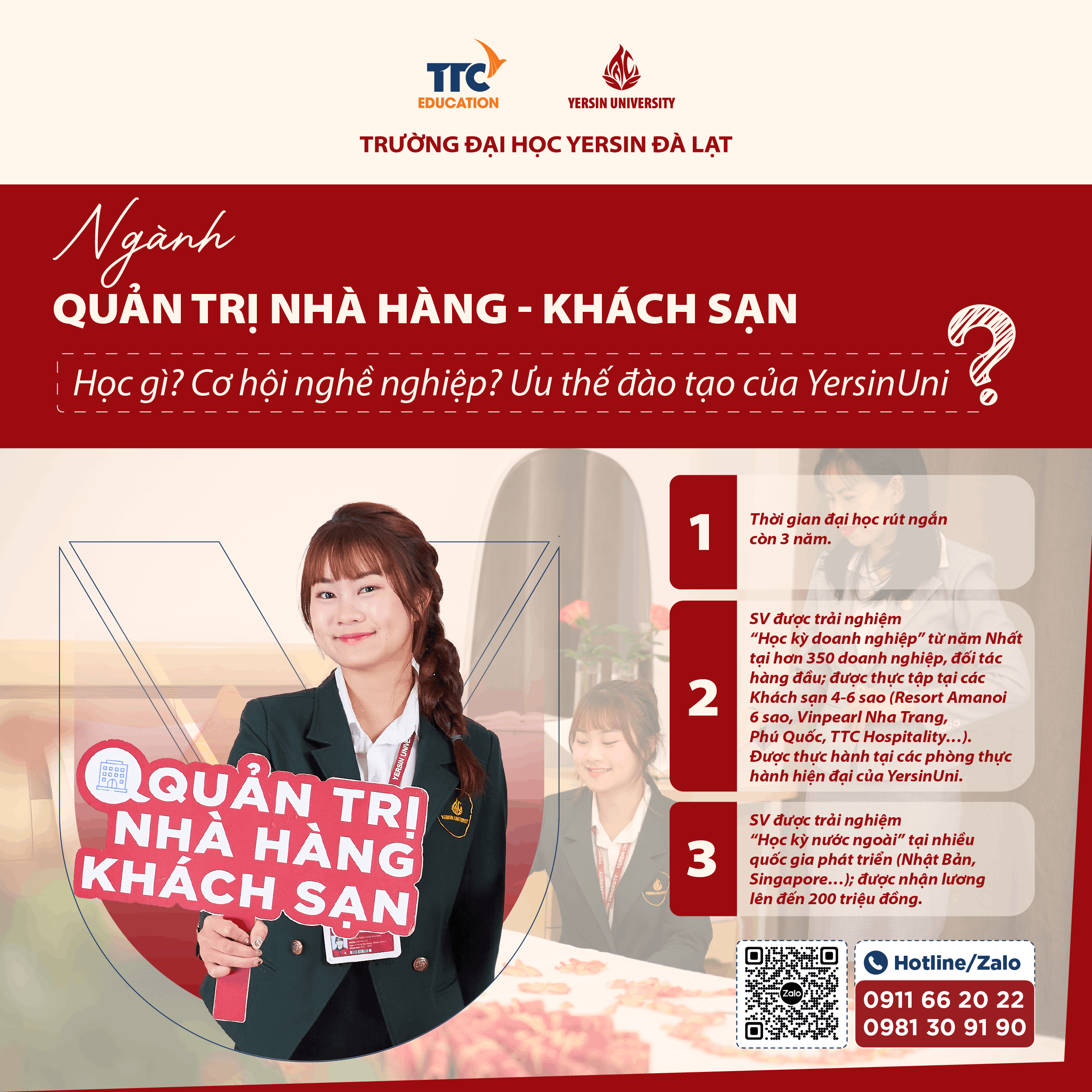 QT Nhà hàng – Khách sạn học gì? Cơ hội nghề nghiệp? Ưu thế đào tạo của YersinUni?