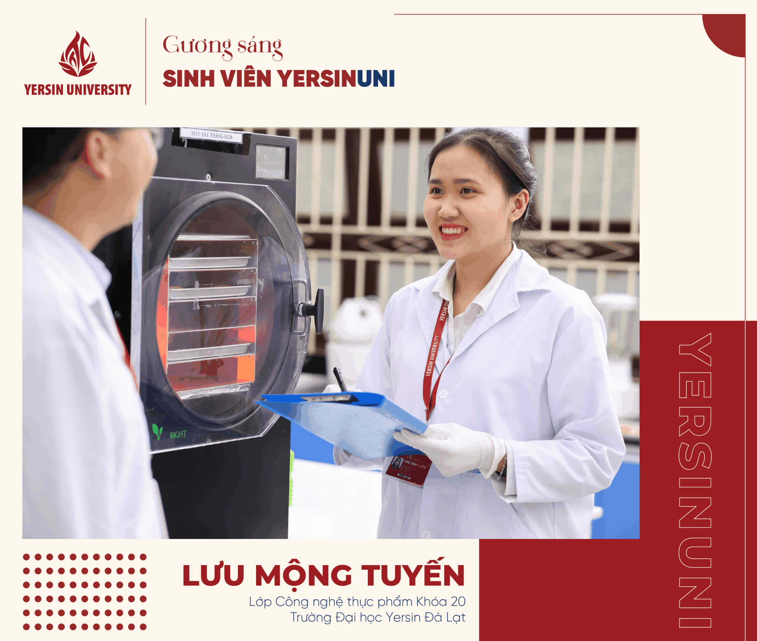 Lưu Mộng Tuyến – Yersiner Công nghệ thực phẩm tích cực học tập, nghiên cứu khoa học