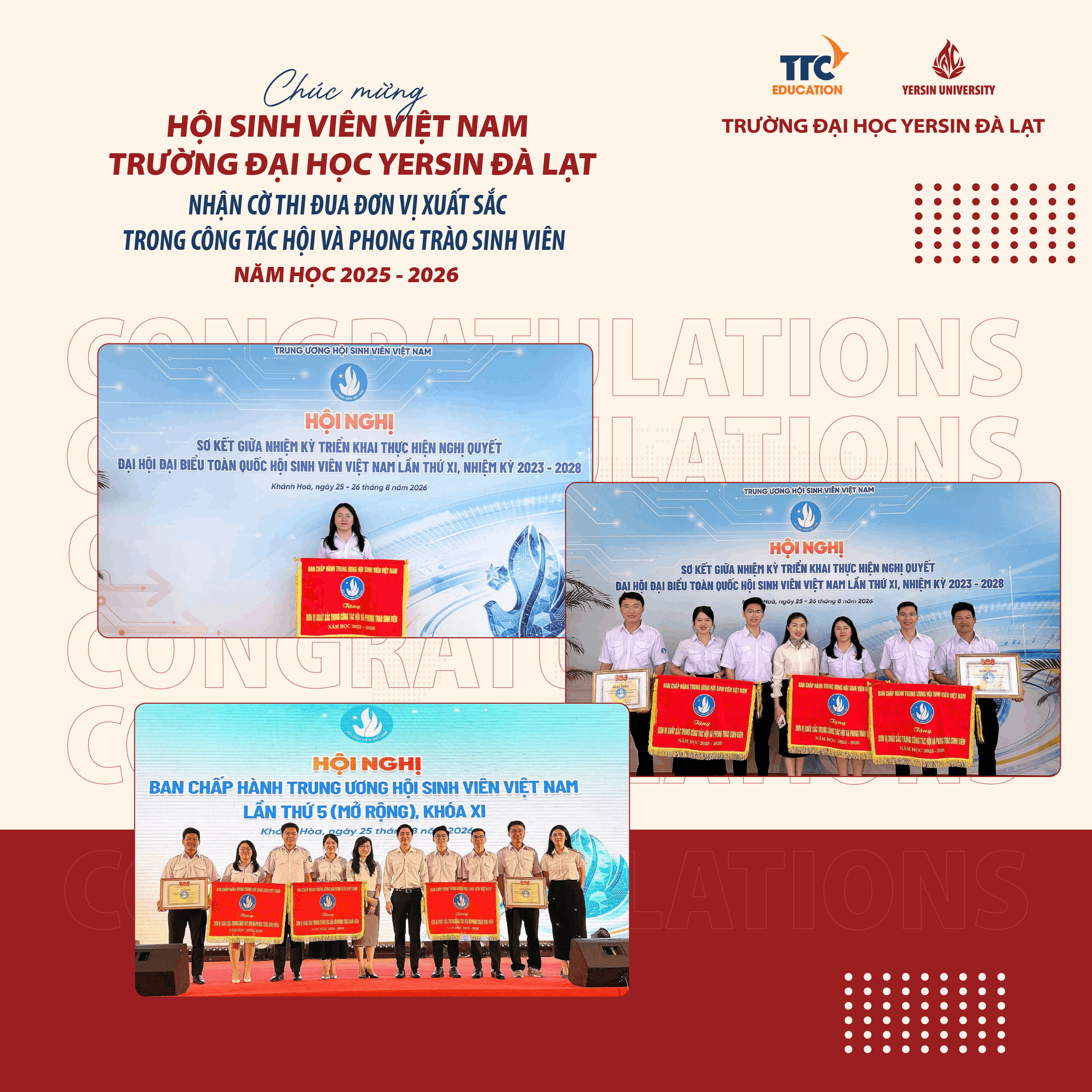 Hội Sinh viên Việt Nam YersinUni vinh dự nhận Cờ thi đua của TW Hội 2025 – 2026